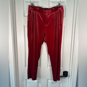 Torrid Relaxed Taper Velvet High-Rise Pant Red Trouser Fit Womens Size 18R